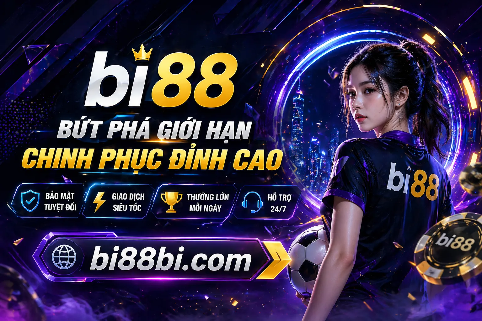 Sân vận động bóng đá với đèn pha sáng chói, biểu tượng cá cược thể thao Wi88 Casino